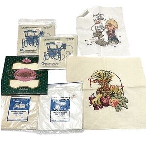Cross Stitch Fabric Bundle of 6 NOS Crafts Crafting Wall Hangings